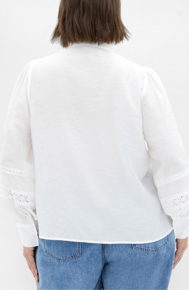 City Chic Whimsical Lace & Pintuck Shirt, Alternate, color, Cream