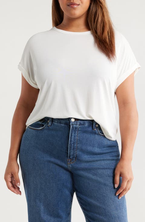 Sandwash Short Dolman Sleeve Knit Top (Plus)