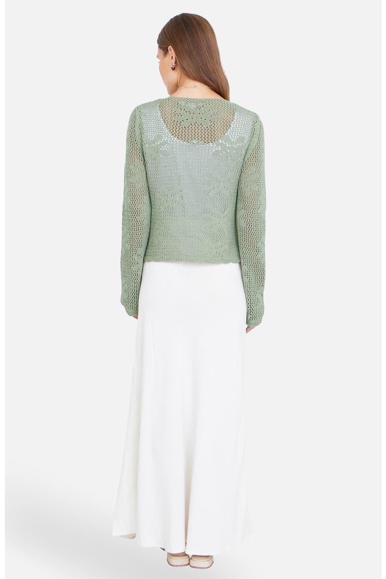 Flower Crochet Button Up Cardigan, Alternate, color, Sage Green