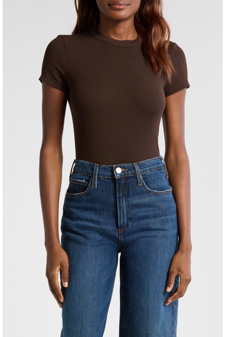 Rib Baby Tee, Main, color, ESPRESSO