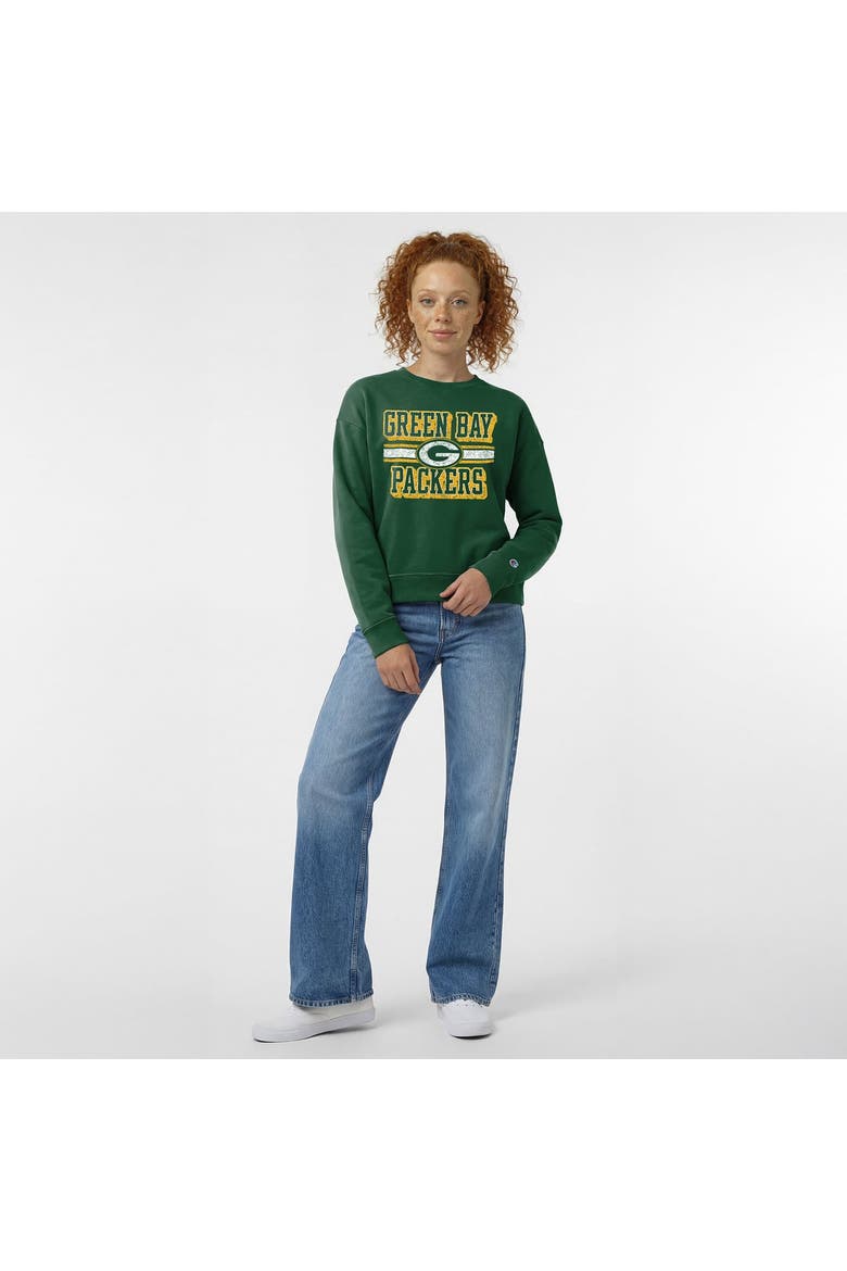 Women's Champion  Green Green Bay Packers Powerblend Fleece Sweatshirt, Alternate, color, Green