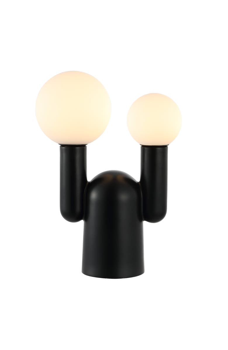 JONATHAN Y Leif 2-Light Modern Mid-Century Resin/Iron/Frosted Glass Nordic Cactus LED Table Lamp, Main, color, 