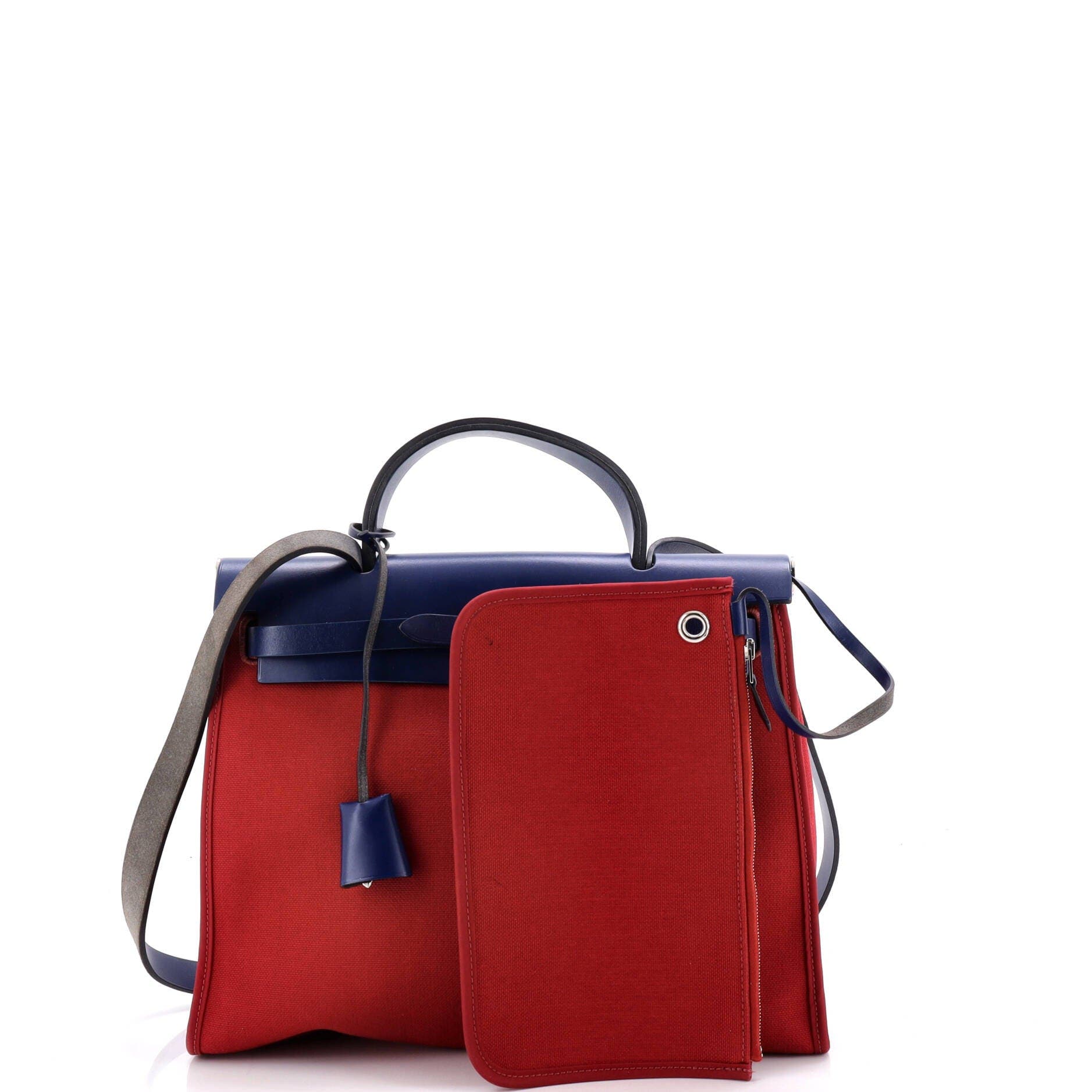 Pre-Owned Hermes Herbag Zip Leather and Toile 31, Alternate, color, Rouge Grenat