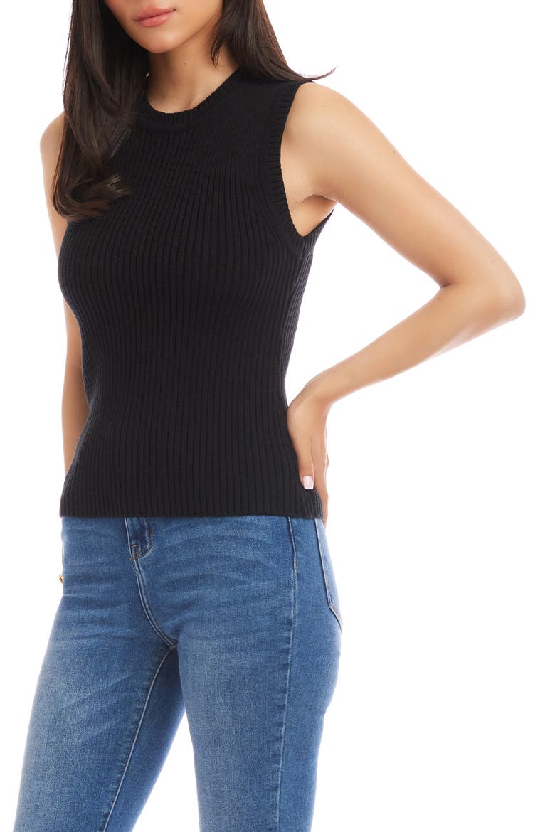 Rib Sweater Tank, Alternate, color, BLACK
