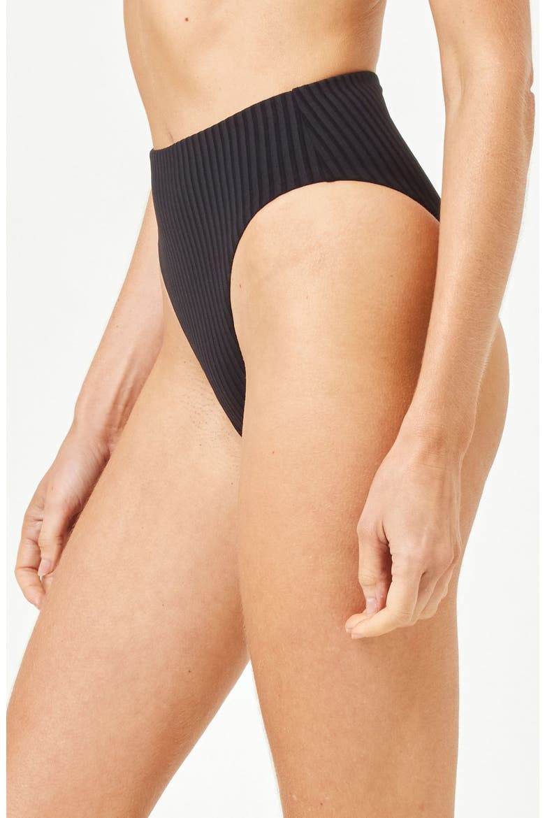 Savannah High Waist Bikini Bottoms, Alternate, color, BLACK