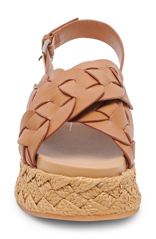 Dolce Vita Winder Basketweave Slingback Platform Sandal In Tan Leather