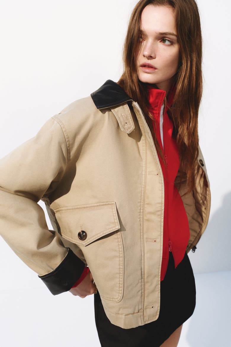 Padded Canvas Jacket, Alternate, color, Beige