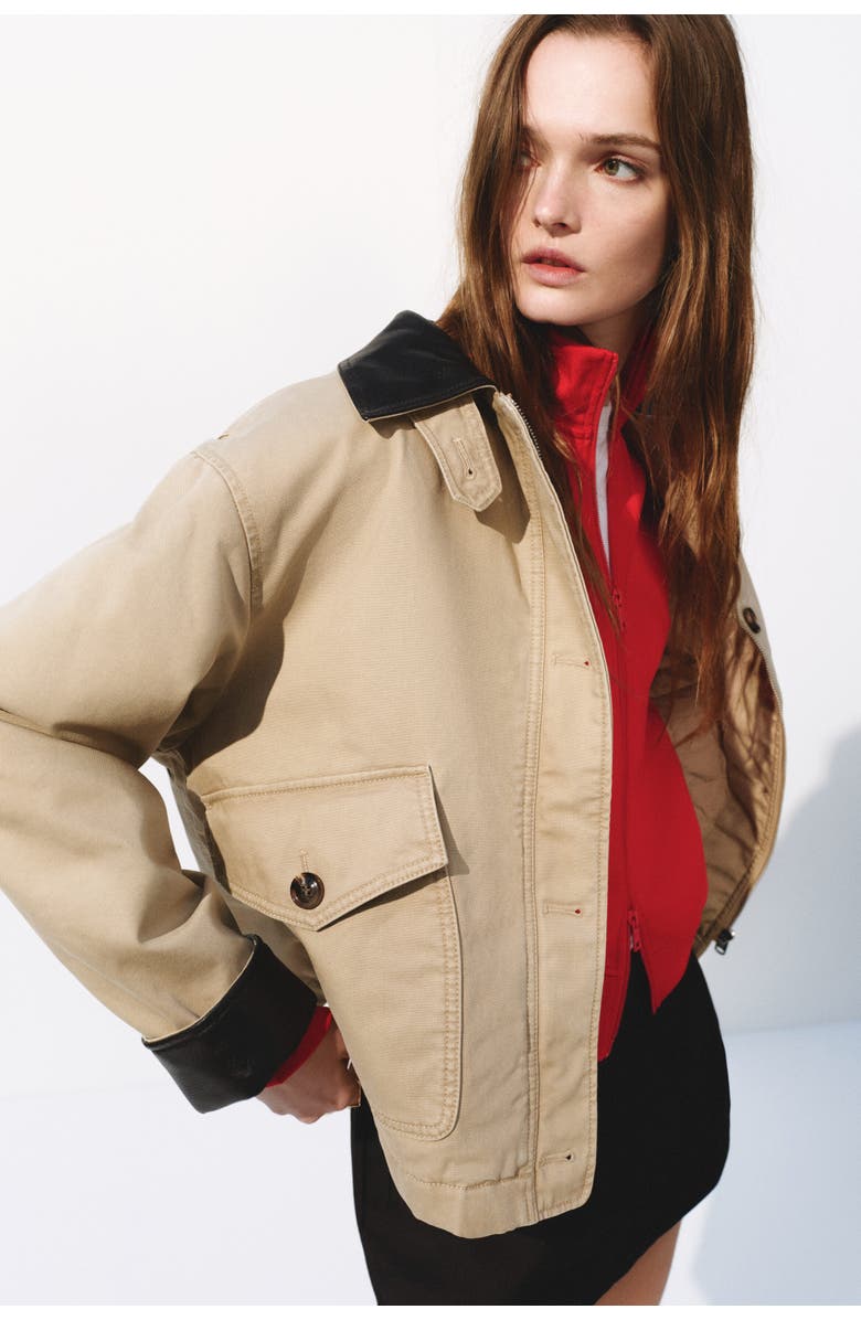 H&M Padded Canvas Jacket, Alternate, color, Beige