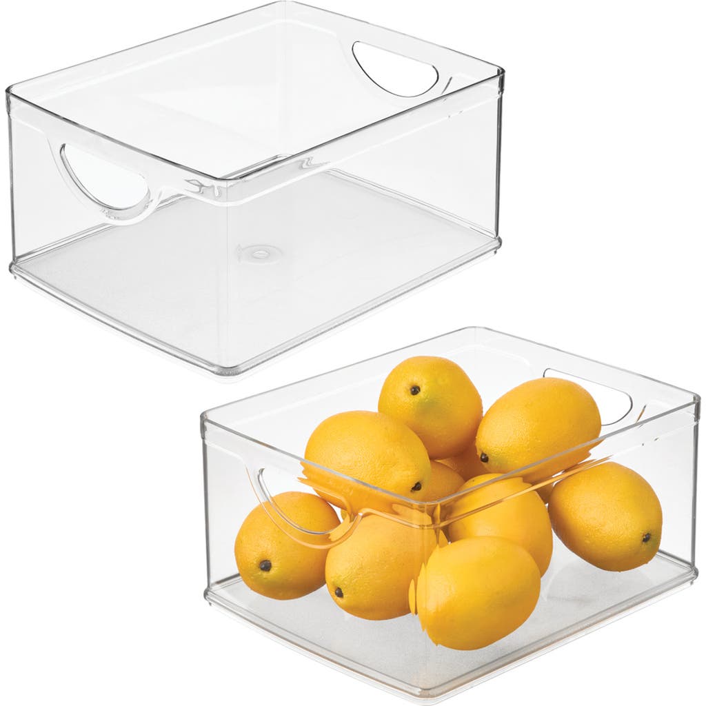 Idesign Stackable Pantry Storage Bin For Cabinets Or Fridge, Set Of 2, Clear, Made In Transparent