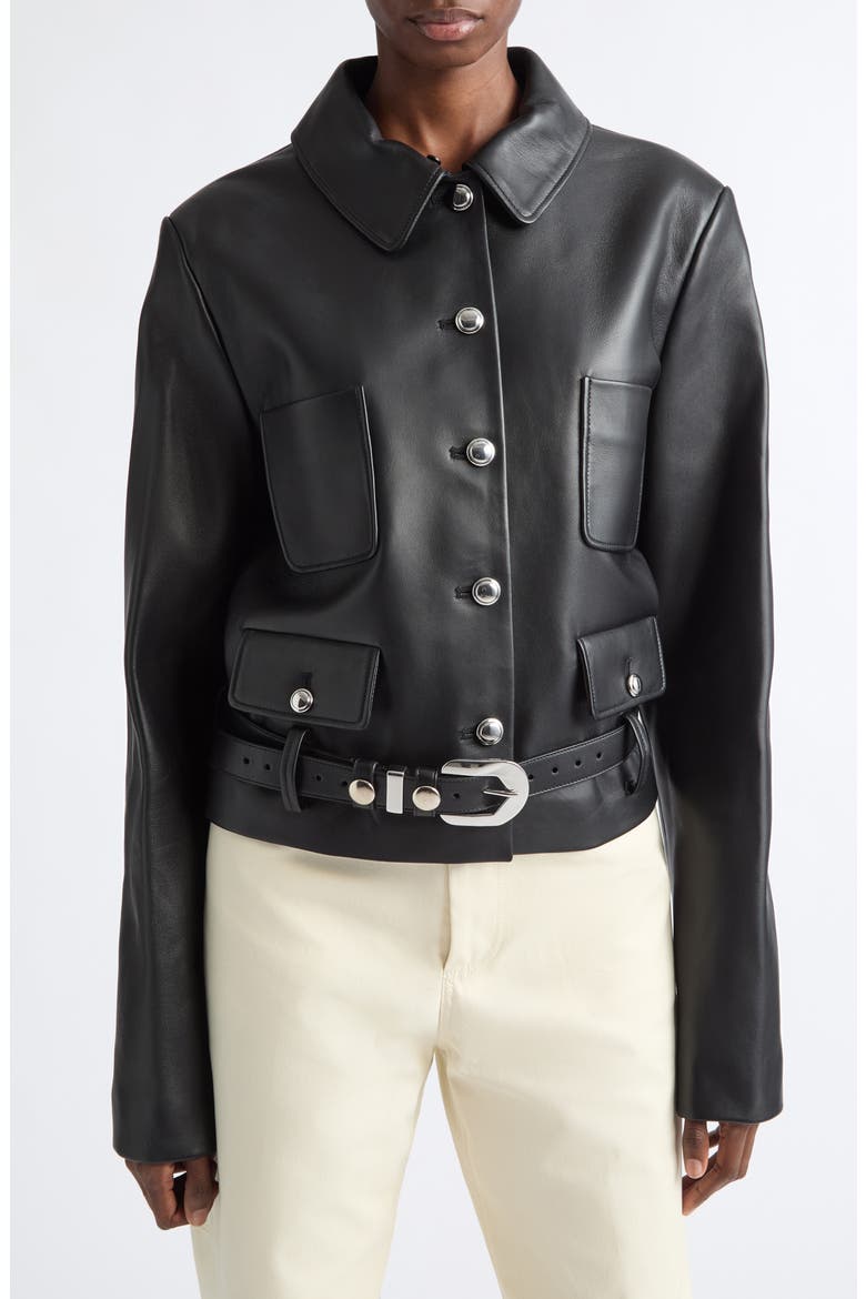 Simons Leather Jacket, Alternate, color, BLACK
