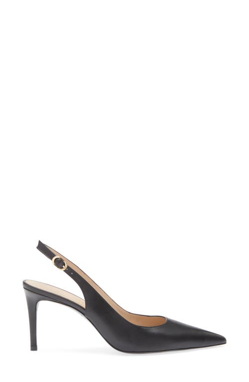 Stuart Weitzman Stuart Power 75 Pointed Toe Slingback Pump In Black