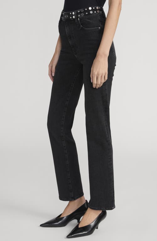 Frame Le Sleek Studded Ankle Straight Leg Jeans In Black