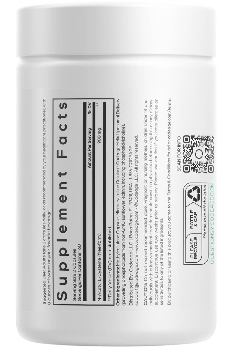 Liposomal NAC Supplement, Free-Form N-Acetyl L-Cysteine Amino Acid, 2-Month Supply, Alternate, color, White