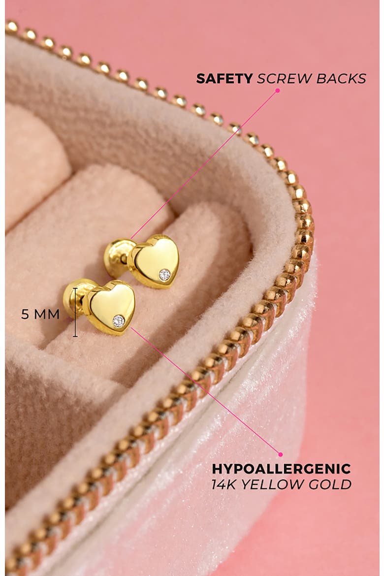 14k Genuine Diamond Heart Earrings, Alternate, color, Gold