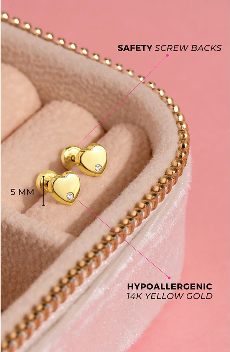 In Season Jewelry 14k Genuine Diamond Heart Earrings, Alternate, color, Gold