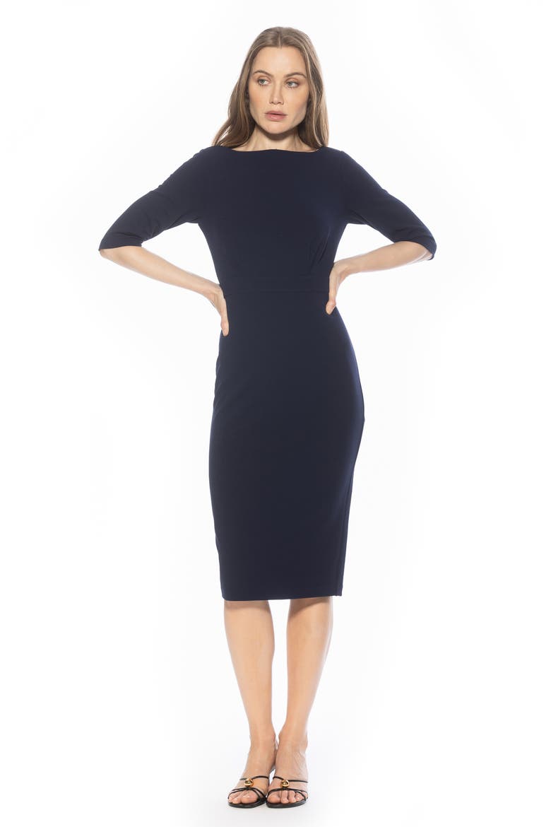 Seraphina Sheath Dress, Alternate, color, NAVY
