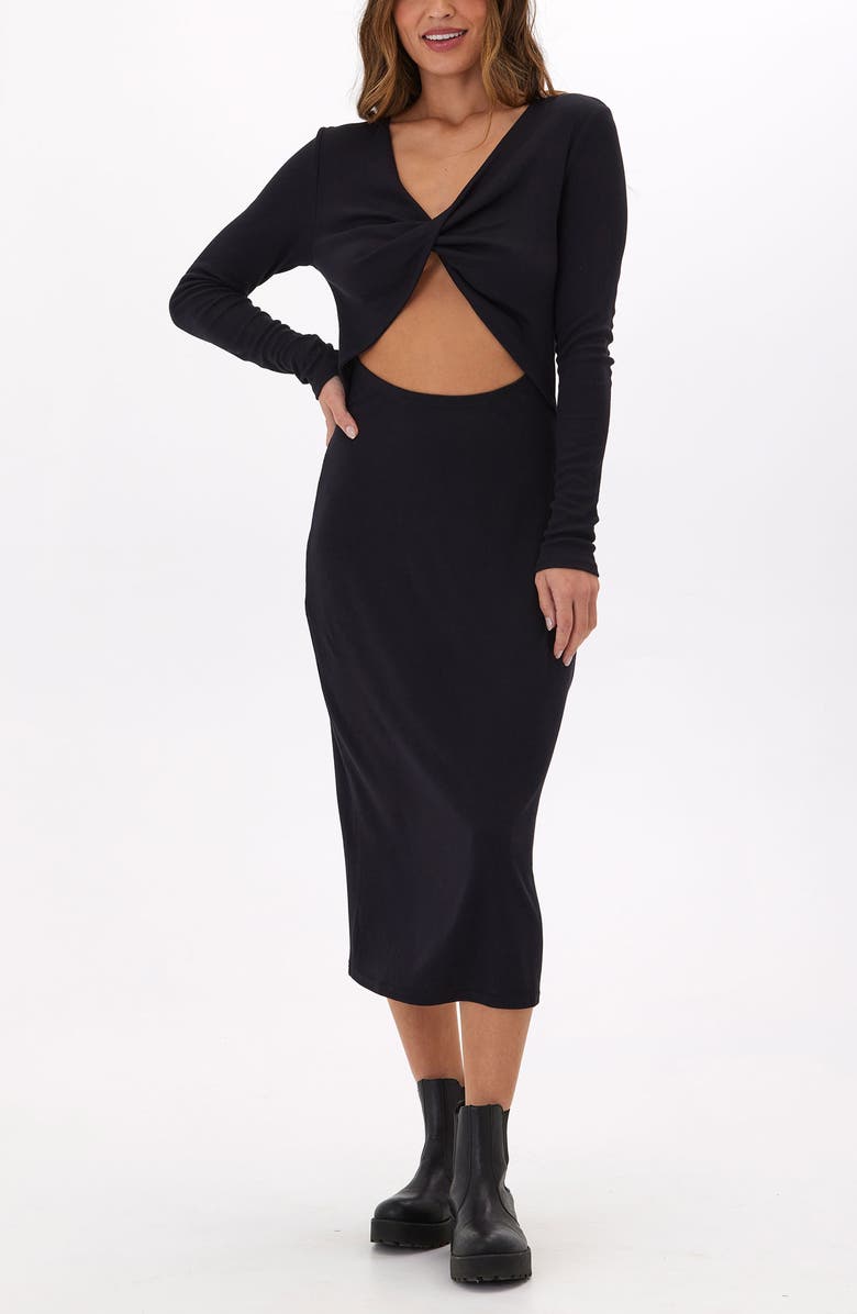 Threads 4 Thought Mira Feather Two-Way Twist Rib Midi Dress, Main, color,