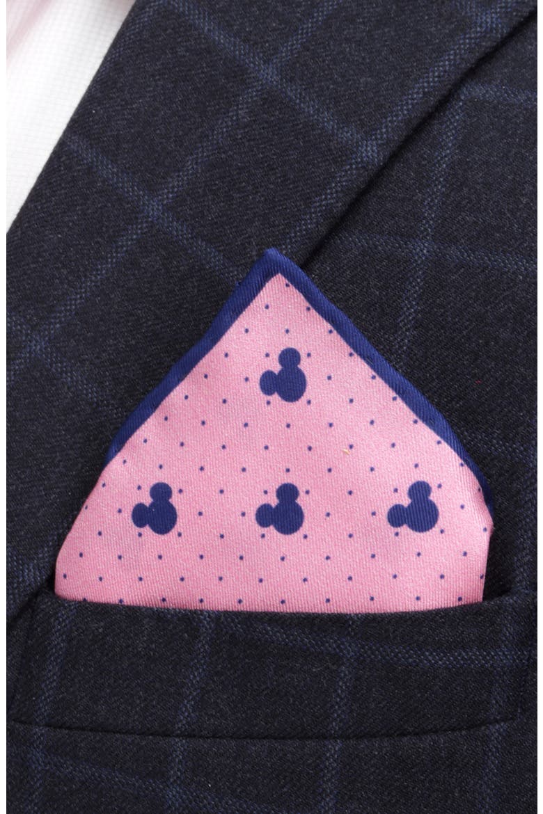 Mickey Mouse Dot Silk Pocket Square, Alternate, color, PINK