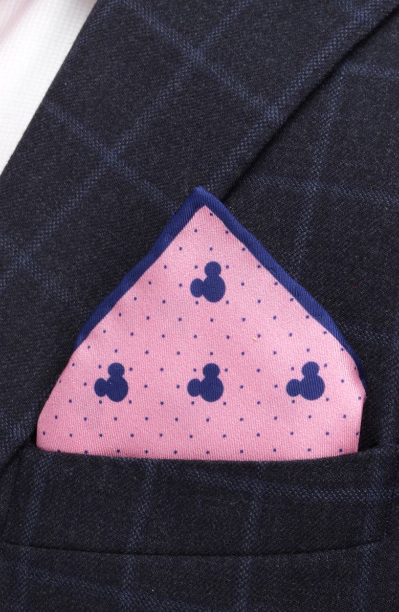 Cufflinks, Inc. Mickey Mouse Dot Silk Pocket Square, Alternate, color, Pink