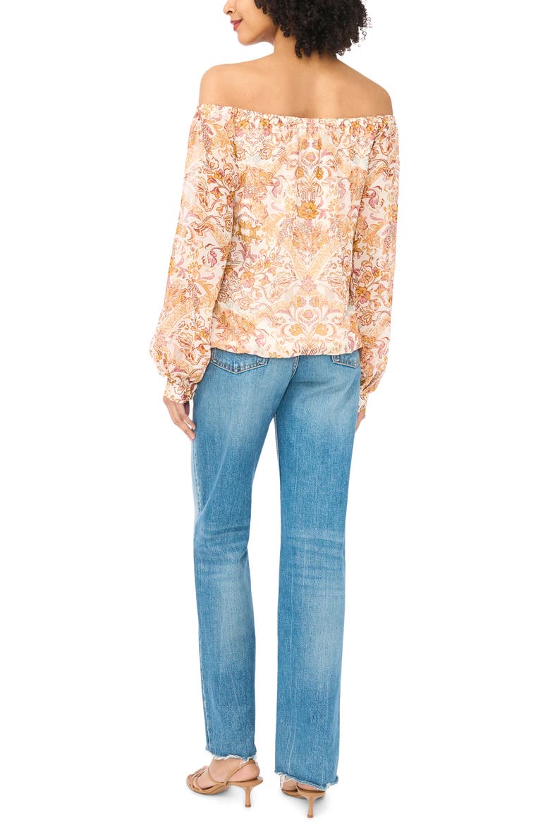 Off the Shoulder Tie Hem Top, Alternate, color, COZY PEACH
