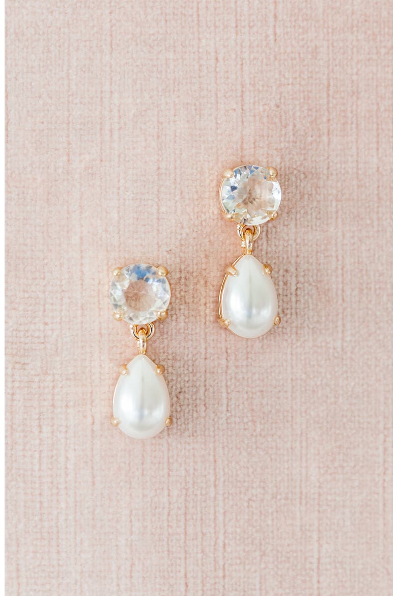 Vintage Femme Drop Earrings, Alternate, color, WHITE- GOLD
