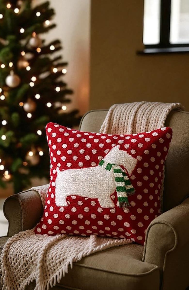 STUDIOCHIC Scottie Decorative Throw Pillow, Alternate, color, Red / White