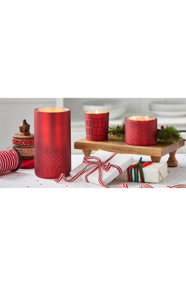 tag Chai Spice Vanilla Scented Candle Jar Red Wax Christmas Decor, Alternate, color, Red