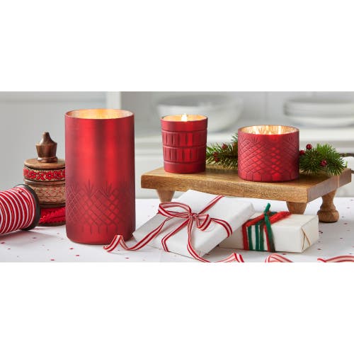 Tag Chai Spice Vanilla Scented Candle Jar Red Wax Christmas Decor In Red