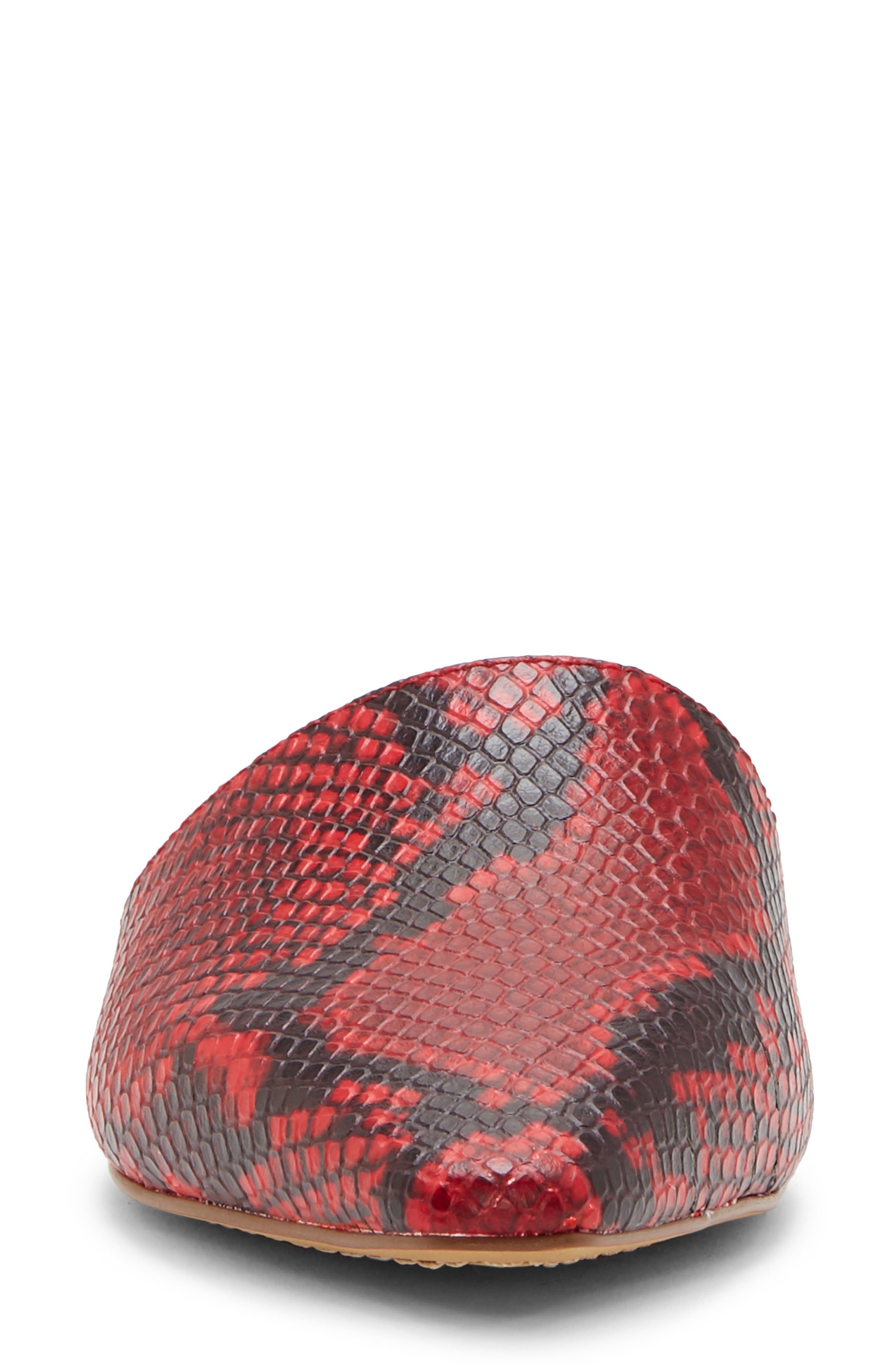 Felinial Mule, Alternate, color, RED SNAKE PRINT LEATHER