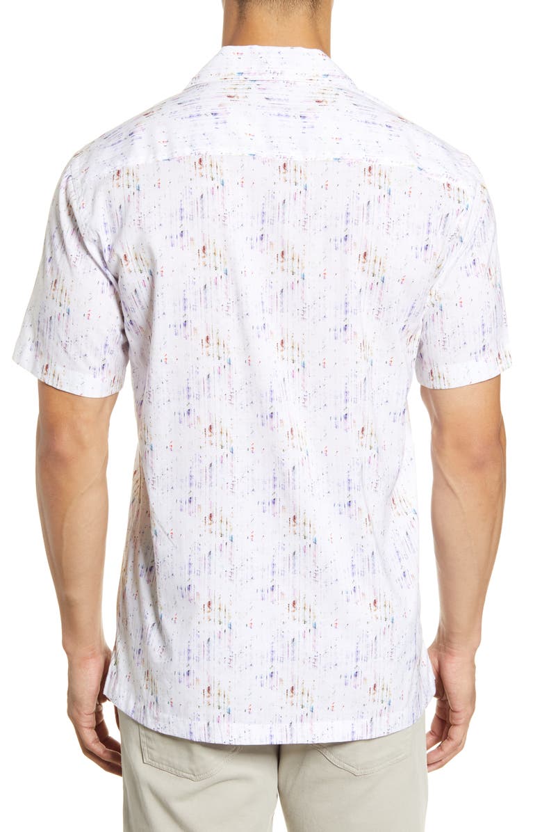 Bugatchi Shaped Fit Short Sleeve Button-Up Camp Shirt, Alternate, color, 