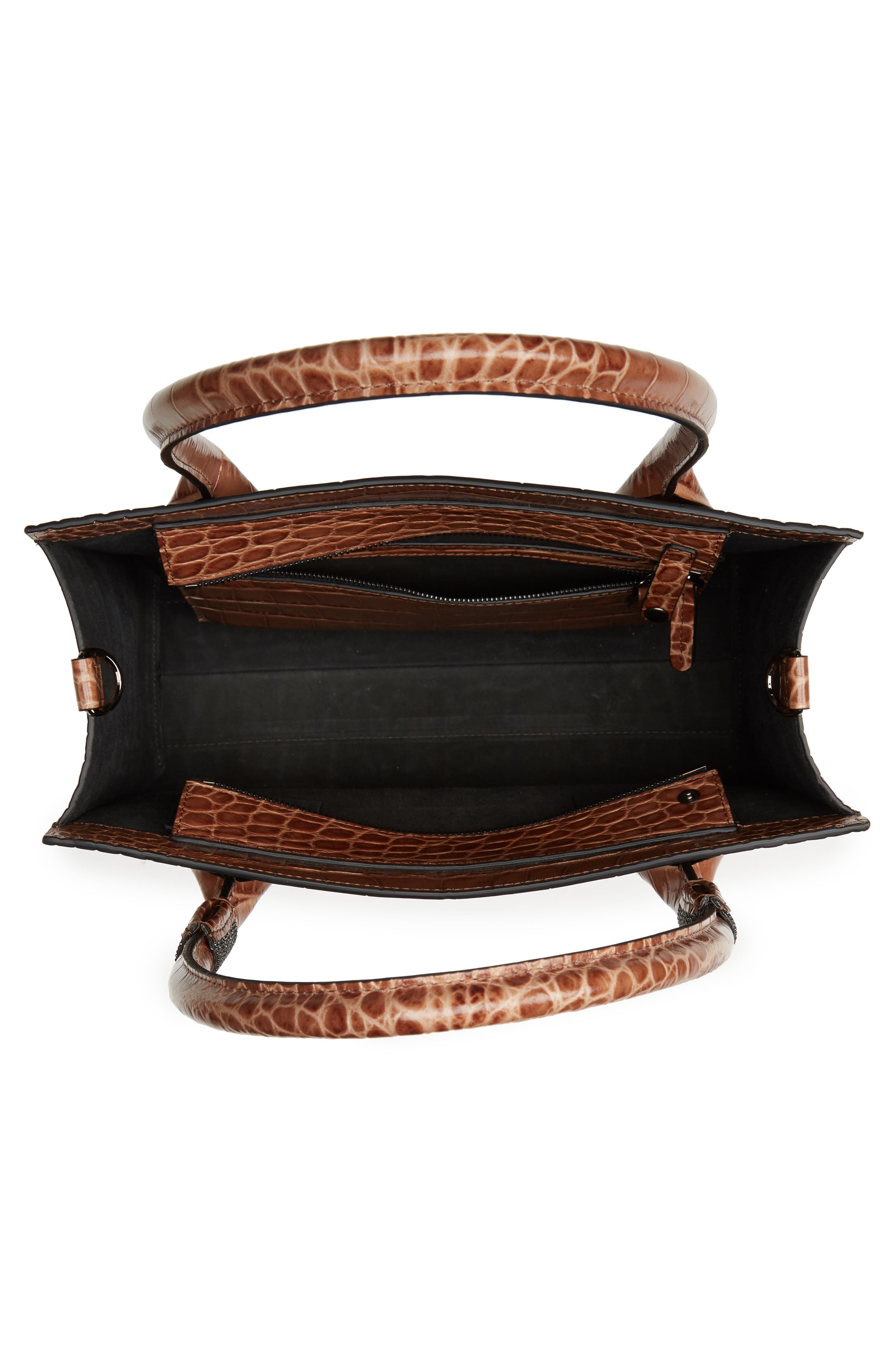 Brunello Cucinelli Monili Trim Croc Embossed Leather Tote, Alternate, color, 