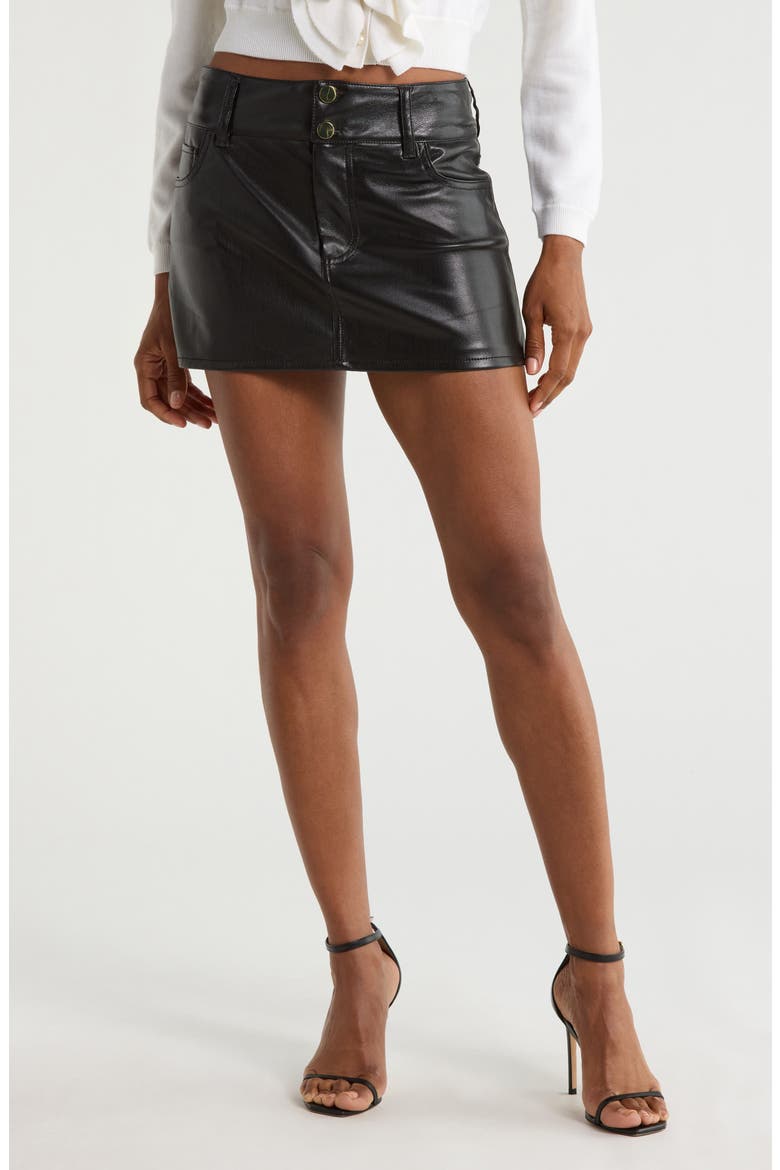 Laika Faux Leather Miniskirt, Main, color, BLACK