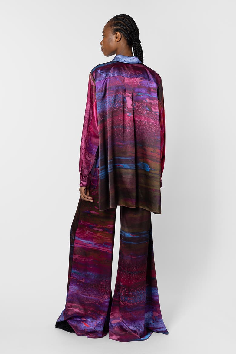 Arneau Printed Silk Trouser, Alternate, color, Brush Cassis / Fushcia