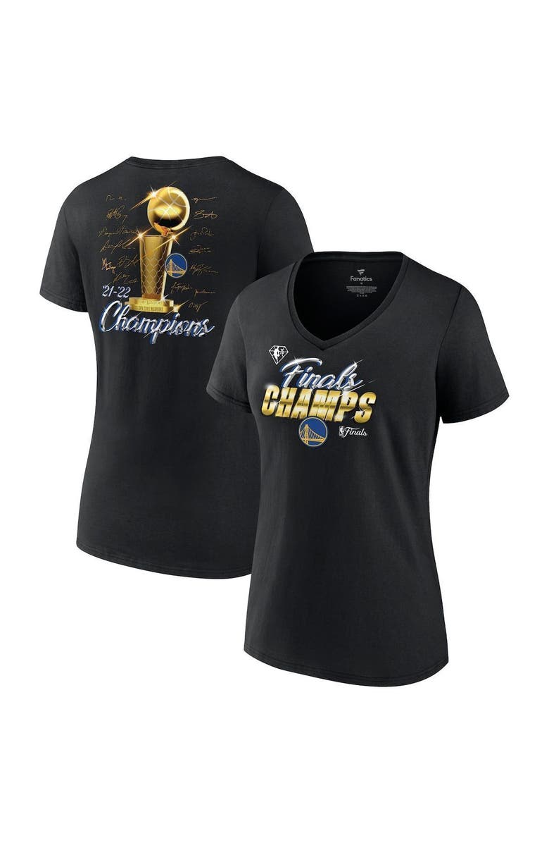 FANATICS Women's Fanatics Branded Black Golden State Warriors 2022 NBA Finals Champions Forward Roster Signature V-Neck T-Shirt, Main, color, 