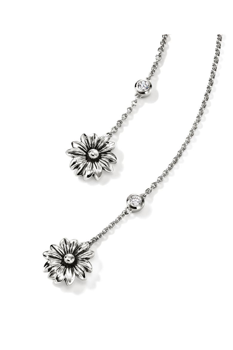 B&F x JH Wildflower Drop Chain Earrings, Sterling Silver, Lab Grown Diamond, Alternate, color, SILVER