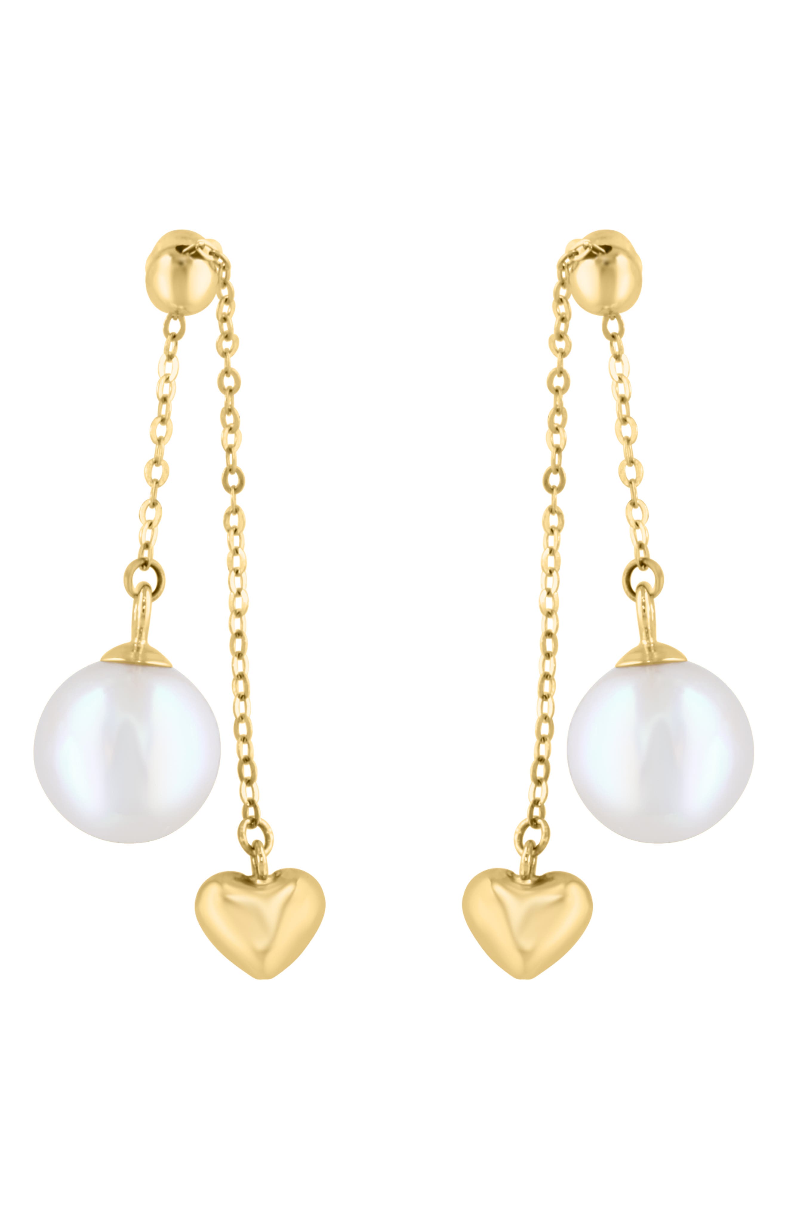 EFFY Freshwater Pearl & Heart Drop Earrings