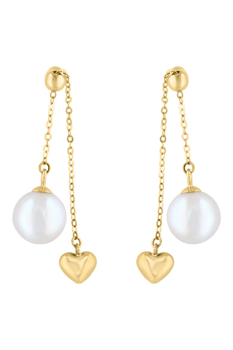 Freshwater Pearl & Heart Drop Earrings, Main, color, WHITE