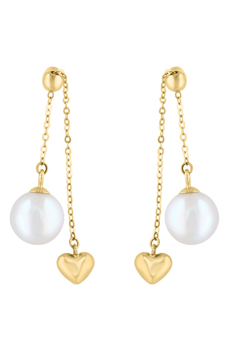 EFFY Freshwater Pearl & Heart Drop Earrings, Main, color, White