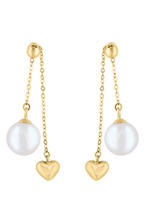 Freshwater Pearl & Heart Drop Earrings