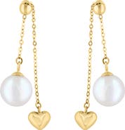 EFFY Freshwater Pearl & Heart Drop Earrings