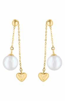 EFFY Freshwater Pearl & Heart Drop Earrings