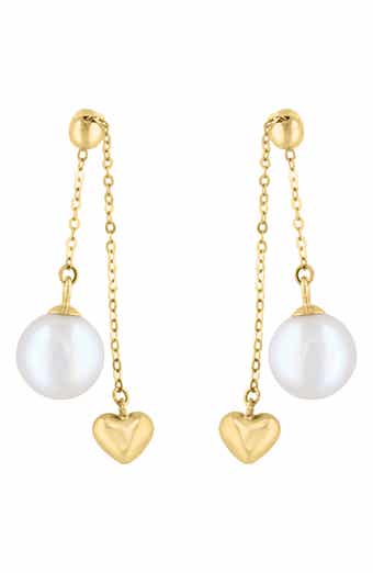 Freshwater Pearl & Heart Drop Earrings