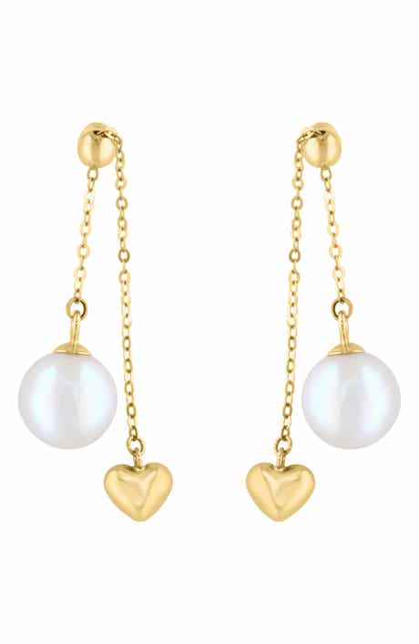 EFFY Freshwater Pearl & Heart Drop Earrings