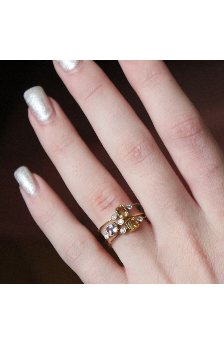 LuvMyJewelry Cushion Cut Amethyst & Diamond Birthstone Ring in 14K Gold, Alternate, color, Yellow Gold