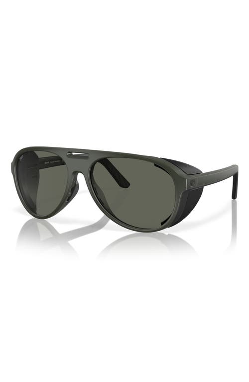 Costa Del Mar 59mm Polarized Pilot Sunglasses In Matte Olive/gray