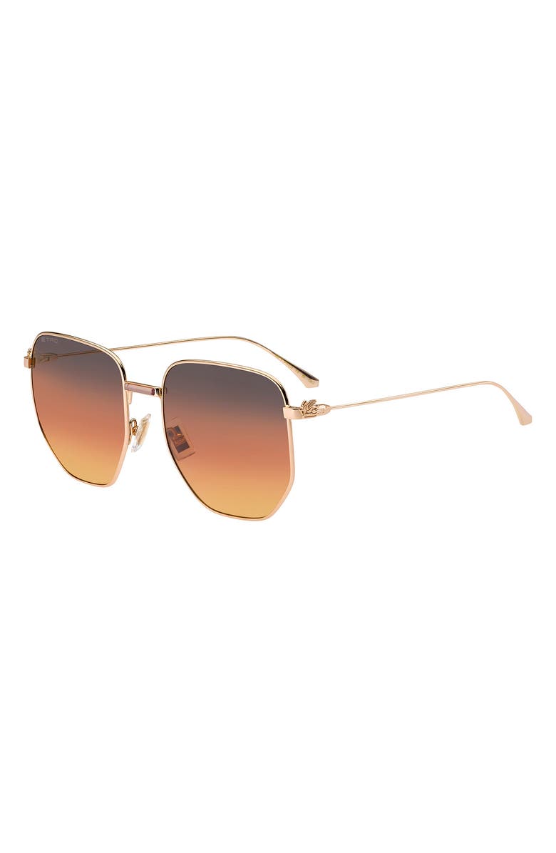 Etro 60mm Geometric Sunglasses, Alternate, color, Rose Gold