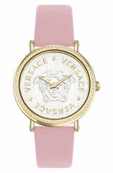 Versace V-Dollar Leather Strap Watch, 37mm