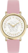 Versace V-Dollar Leather Strap Watch, 37mm
