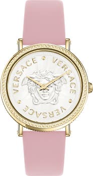 Versace V-Dollar Leather Strap Watch, 37mm