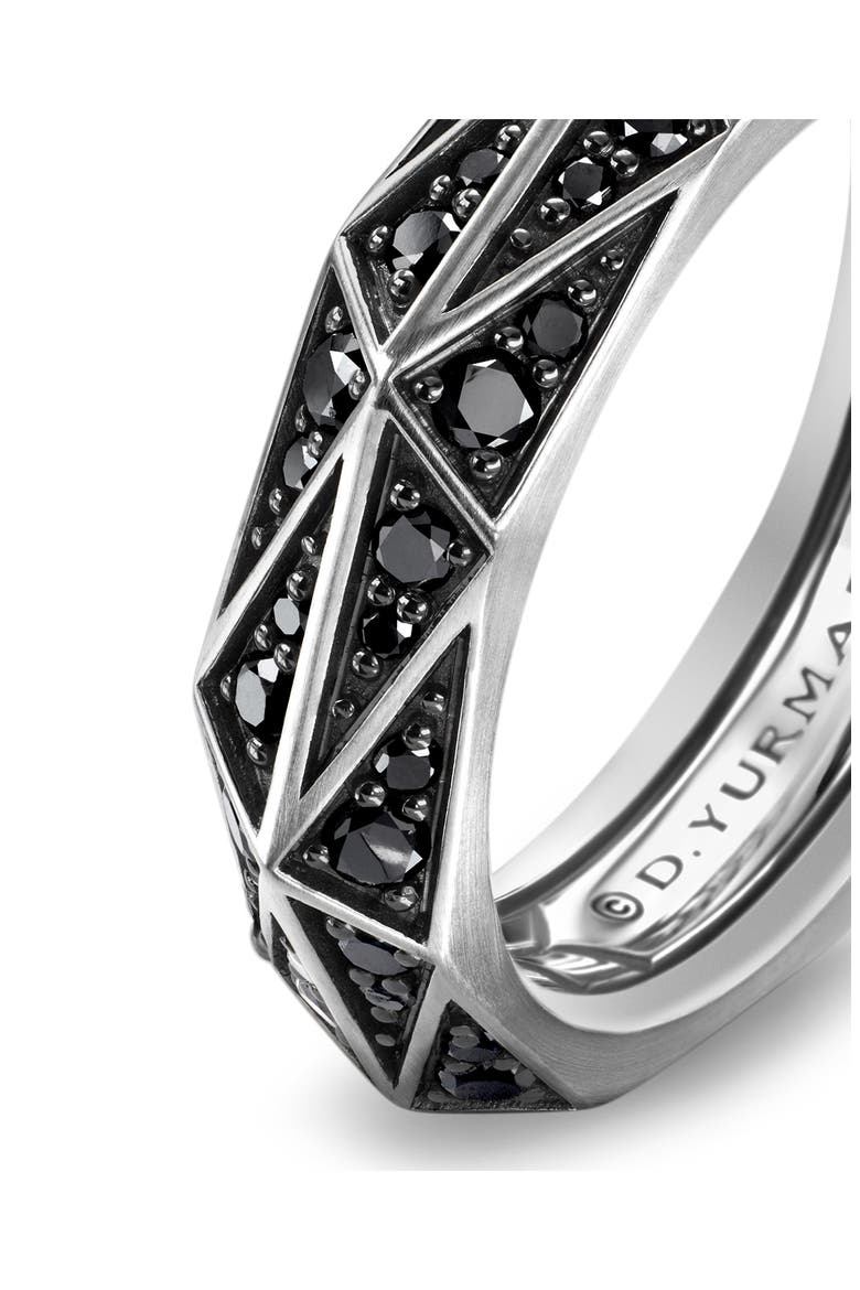 Torqued Faceted Band Ring in Sterling Silver with Pavé Black Diamonds, Alternate, color, STERLING SILVER